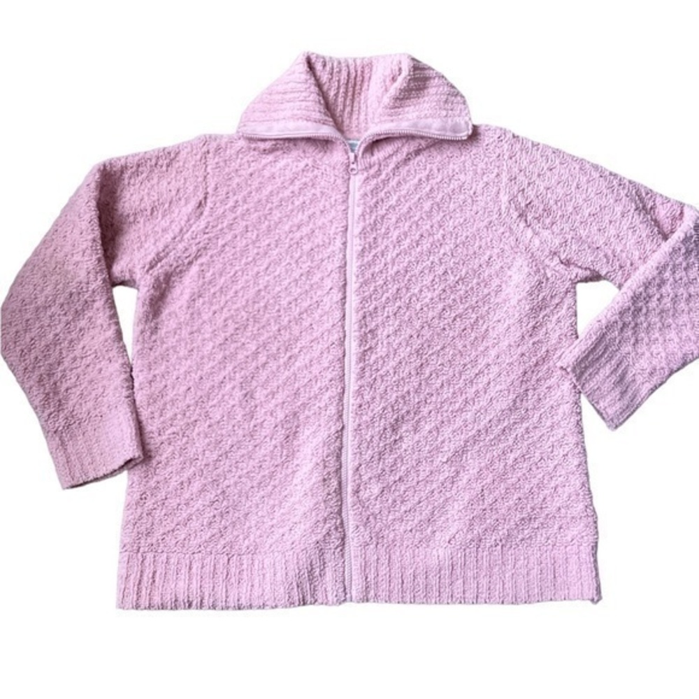 Dress barn size 14/16 pink full zip sweater with collar, warm, soft